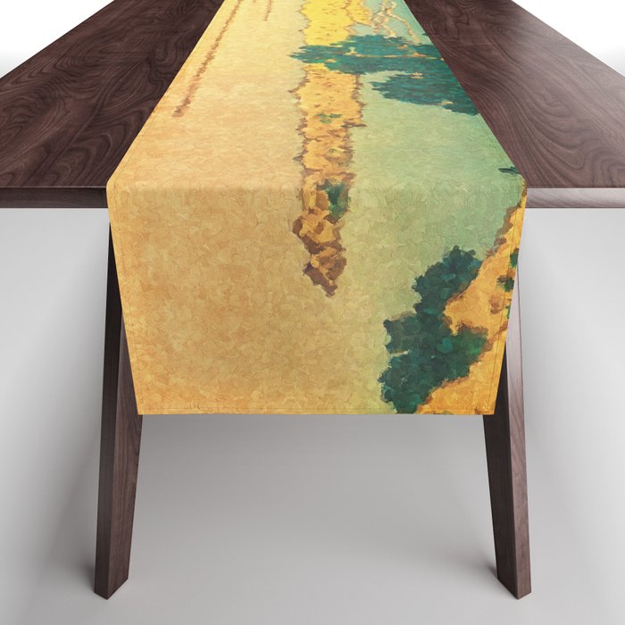 Waters of Goh - Ocean Nature Landscape in Yellow and Blue Table Runner Gallery Image 1