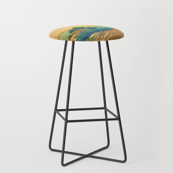 Waters of Goh - Ocean Nature Landscape in Yellow and Blue Stool Gallery Image 1
