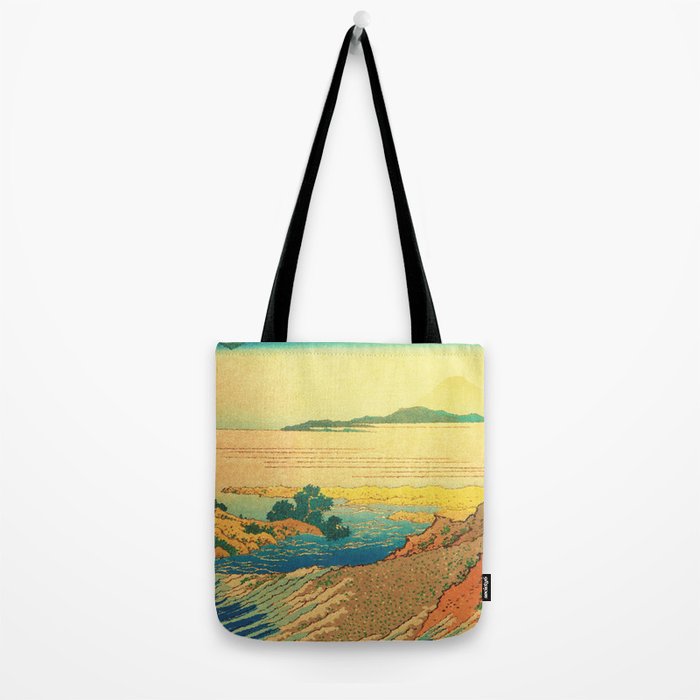Waters of Goh - Ocean Nature Landscape in Yellow and Blue Tote Bag Gallery Image 2