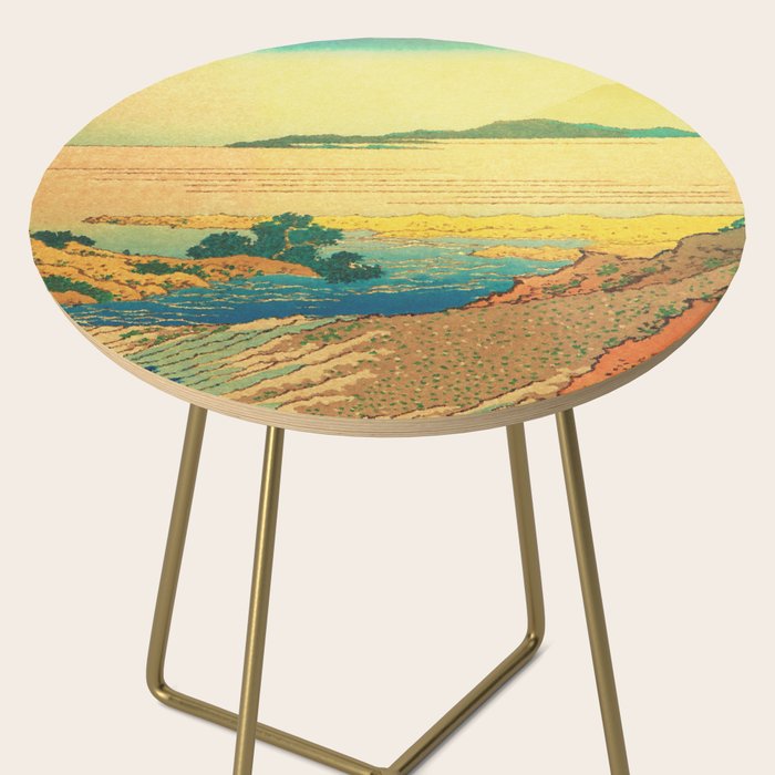 Waters of Goh - Ocean Nature Landscape in Yellow and Blue Side Table Gallery Image 2