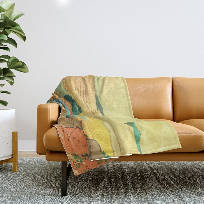 Waters of Goh - Ocean Nature Landscape in Yellow and Blue Throw Blanket Gallery Image 1