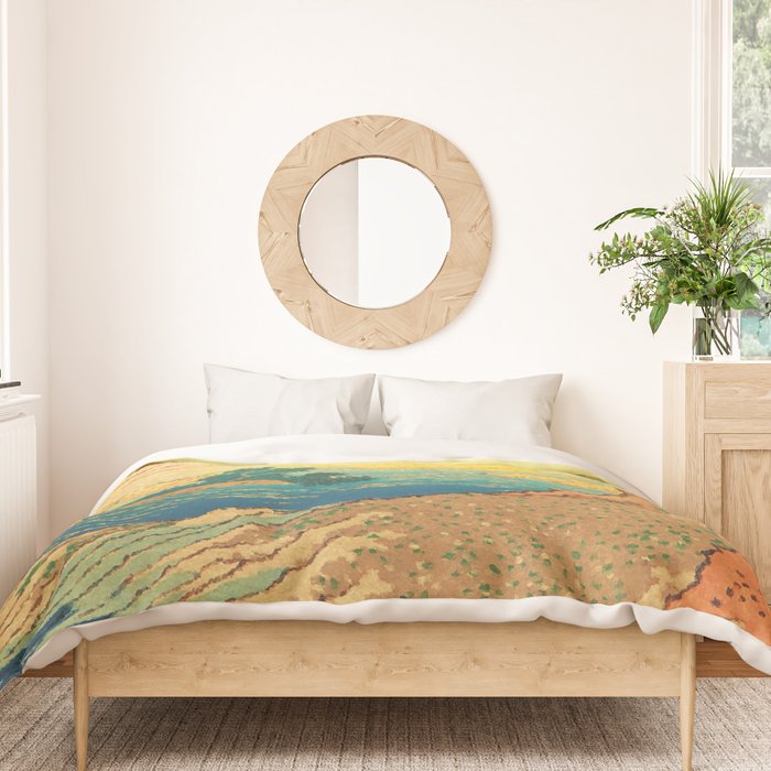Waters of Goh - Ocean Nature Landscape in Yellow and Blue Duvet Cover Gallery Image 3