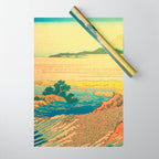 Waters of Goh - Ocean Nature Landscape in Yellow and Blue Wrapping Paper Gallery Image 1