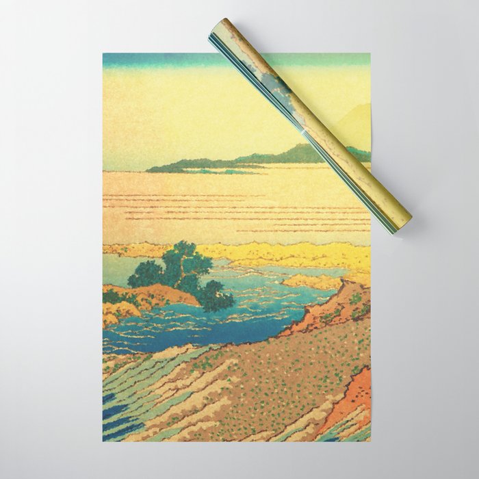 Waters of Goh - Ocean Nature Landscape in Yellow and Blue Wrapping Paper Gallery Image 1