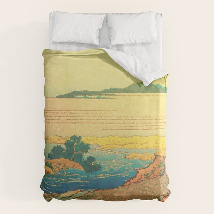 Waters of Goh - Ocean Nature Landscape in Yellow and Blue Duvet Cover Gallery Image 6