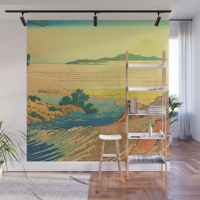 Waters of Goh - Ocean Nature Landscape in Yellow and Blue Wall Mural Gallery Image 1