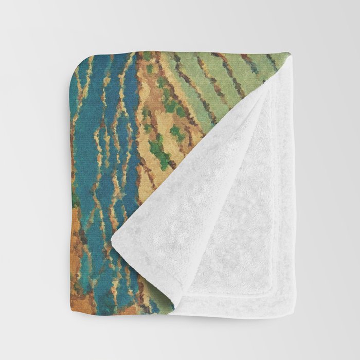 Waters of Goh - Ocean Nature Landscape in Yellow and Blue Throw Blanket Gallery Image 3