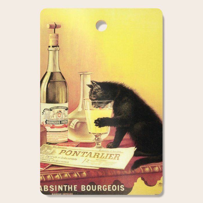 Absinthe Bourgeois Black Cat Vintage Cutting Board Gallery Image 1