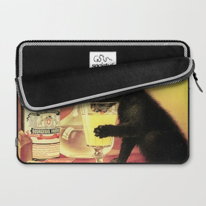 Absinthe Bourgeois Black Cat Vintage Laptop Sleeve Gallery Image 2