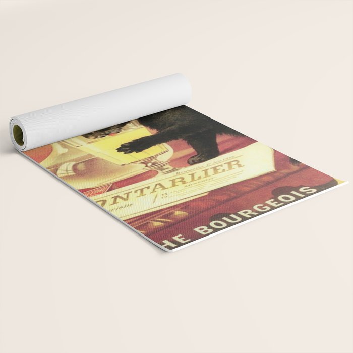 Absinthe Bourgeois Black Cat Vintage Yoga Mat Gallery Image 2