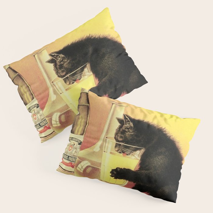 Absinthe Bourgeois Black Cat Vintage Pillow Sham Gallery Image 1