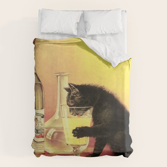 Absinthe Bourgeois Black Cat Vintage Duvet Cover Gallery Image 6