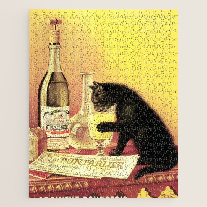 Absinthe Bourgeois Black Cat Vintage Jigsaw Puzzle Gallery Image 1