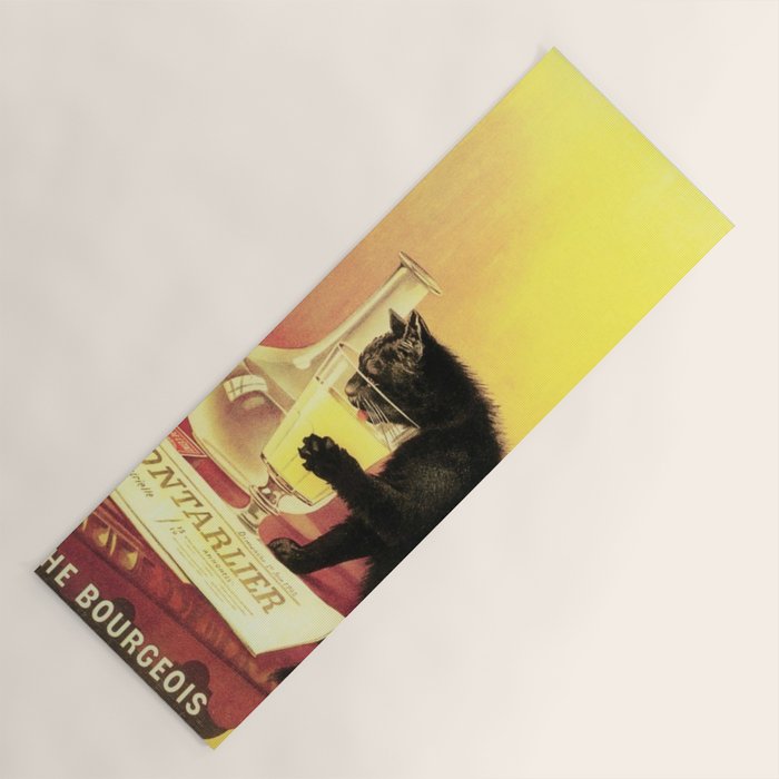 Absinthe Bourgeois Black Cat Vintage Yoga Mat Gallery Image 1