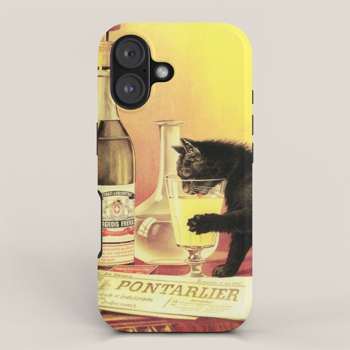 Absinthe Bourgeois Black Cat Vintage iPhone Case Gallery Image 1