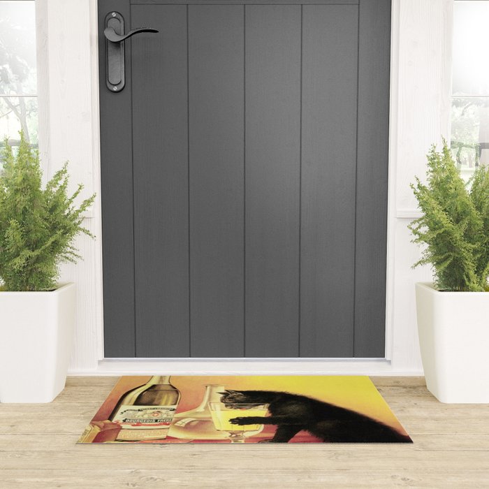 Absinthe Bourgeois Black Cat Vintage Welcome Mat Gallery Image 3