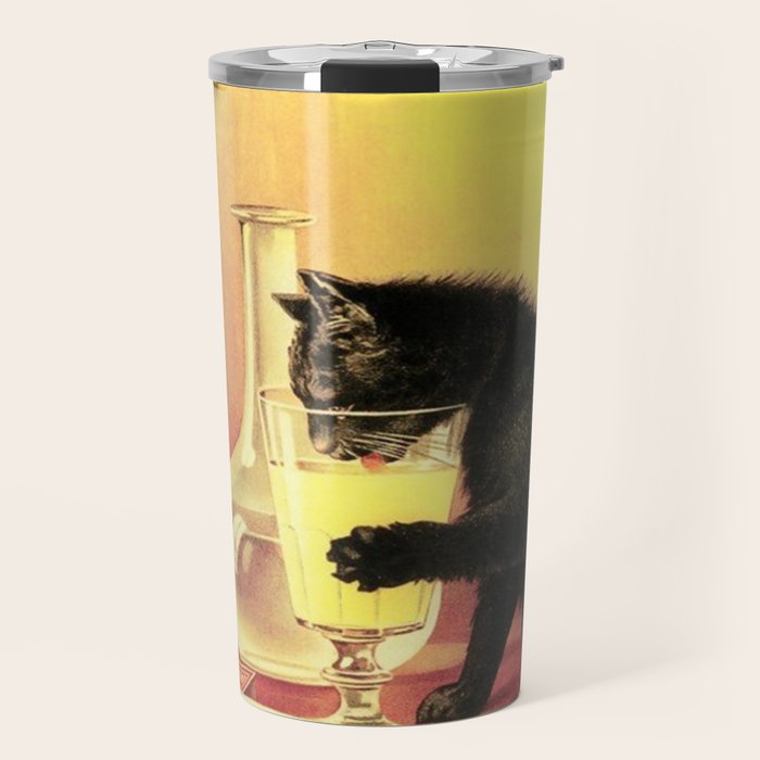 Absinthe Bourgeois Black Cat Vintage Travel Mug Gallery Image 1
