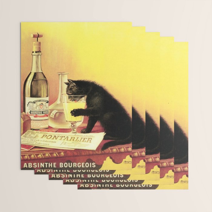 Absinthe Bourgeois Black Cat Vintage Wrapping Paper Gallery Image 3