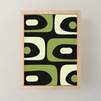 Mid Century Modern Piquet Minimalist Abstract Pattern in Olive Avocado Green and Black Mini Art Print Gallery Image 1