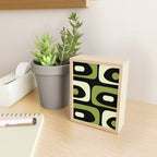 Mid Century Modern Piquet Minimalist Abstract Pattern in Olive Avocado Green and Black Mini Art Print Gallery Image 2