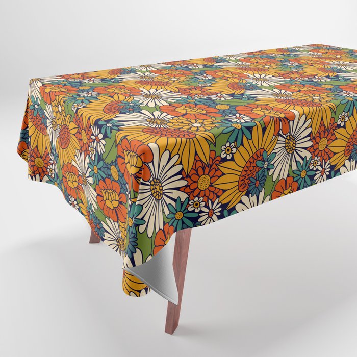 70s Retro Floral - Bold Tablecloth Gallery Image 1