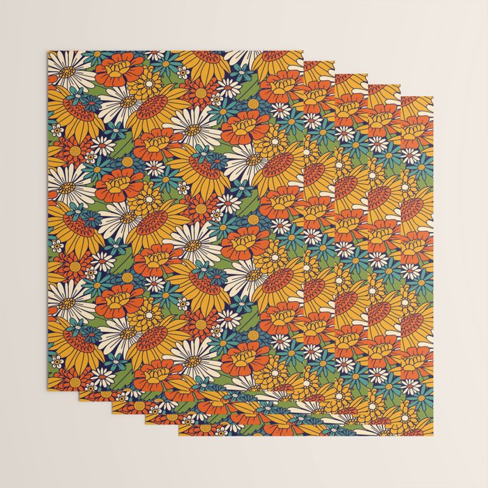 70s Retro Floral - Bold Wrapping Paper Gallery Image 3