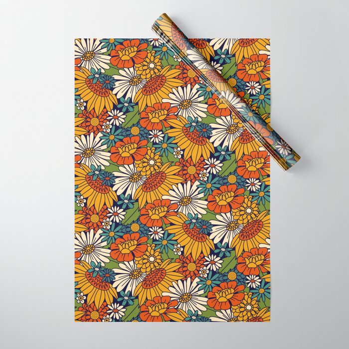 70s Retro Floral - Bold Wrapping Paper Gallery Image 1