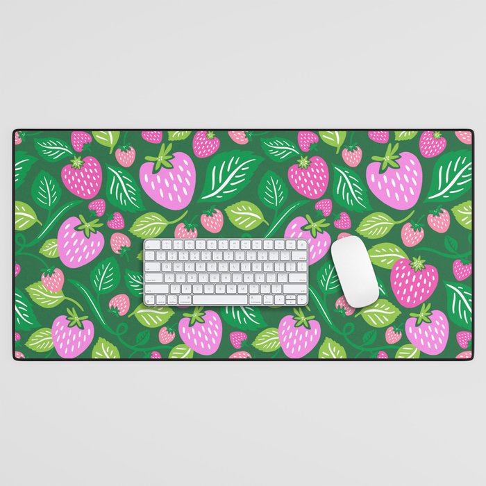 Strawberry Fields - Pink and Green Desk Mat Gallery Image 1