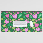 Strawberry Fields - Pink and Green Desk Mat Gallery Image 1