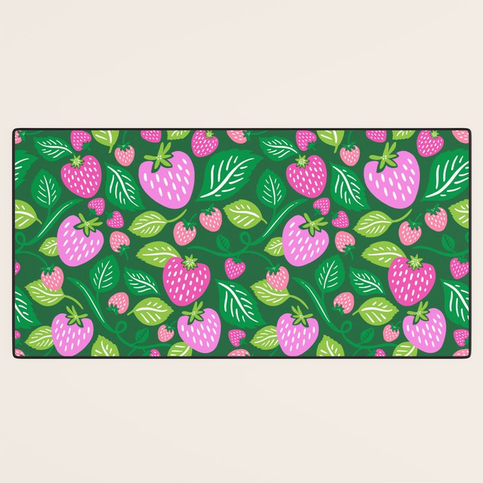 Strawberry Fields - Pink and Green Desk Mat Gallery Image 3