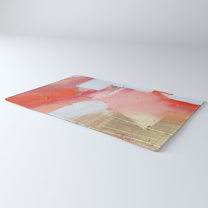 Moving Mountains: a minimal, abstract piece in reds and gold by Alyssa Hamilton Art Rug Gallery Image 3