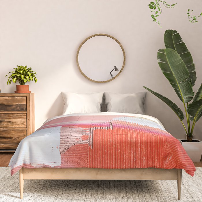 Moving Mountains: a minimal, abstract piece in reds and gold by Alyssa Hamilton Art Comforter Gallery Image 3