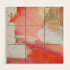 Moving Mountains: a minimal, abstract piece in reds and gold by Alyssa Hamilton Art Wood Wall Art Gallery Image 1