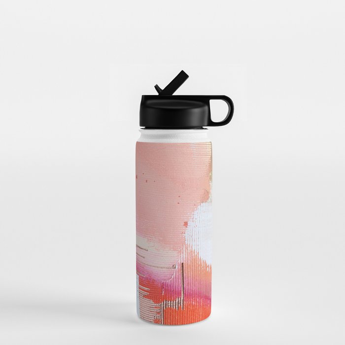 Moving Mountains: a minimal, abstract piece in reds and gold by Alyssa Hamilton Art Water Bottle Gallery Image 1