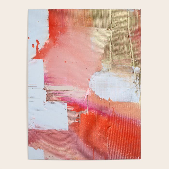 Moving Mountains: a minimal, abstract piece in reds and gold by Alyssa Hamilton Art Poster Gallery Image 4