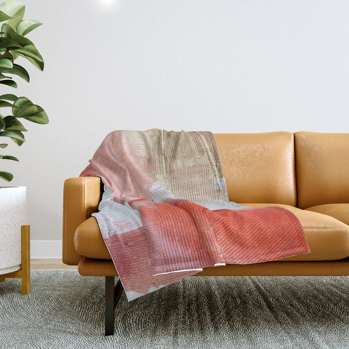 Moving Mountains: a minimal, abstract piece in reds and gold by Alyssa Hamilton Art Throw Blanket Gallery Image 1