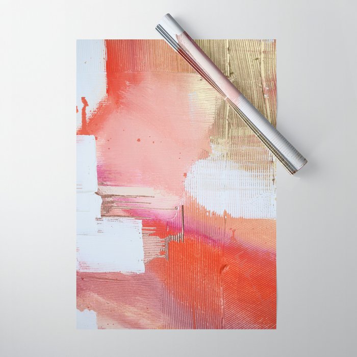 Moving Mountains: a minimal, abstract piece in reds and gold by Alyssa Hamilton Art Wrapping Paper Gallery Image 1
