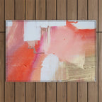 Moving Mountains: a minimal, abstract piece in reds and gold by Alyssa Hamilton Art Outdoor Rug Gallery Image 1