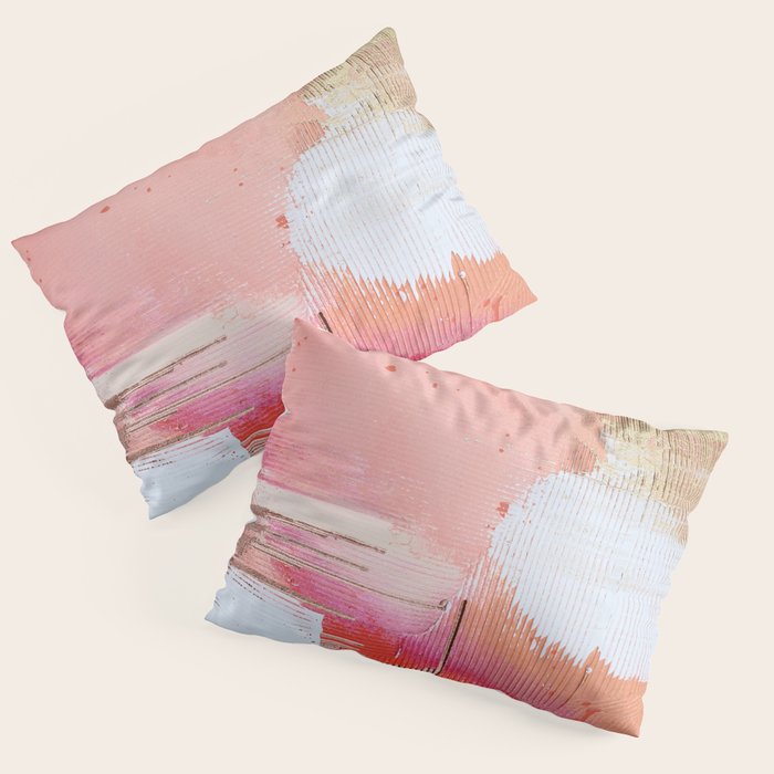 Moving Mountains: a minimal, abstract piece in reds and gold by Alyssa Hamilton Art Pillow Sham Gallery Image 3