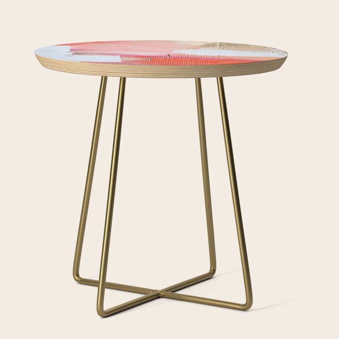 Moving Mountains: a minimal, abstract piece in reds and gold by Alyssa Hamilton Art Side Table Gallery Image 1