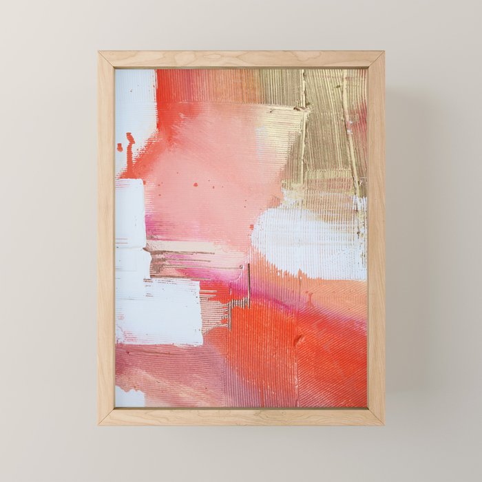 Moving Mountains: a minimal, abstract piece in reds and gold by Alyssa Hamilton Art Mini Art Print Gallery Image 1
