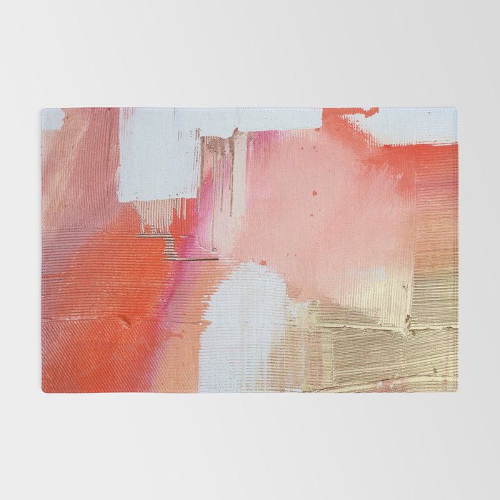 Moving Mountains: a minimal, abstract piece in reds and gold by Alyssa Hamilton Art Rug Gallery Image 2