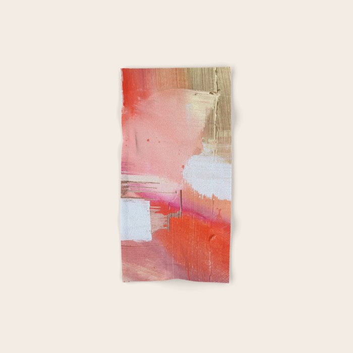 Moving Mountains: a minimal, abstract piece in reds and gold by Alyssa Hamilton Art Towels Gallery Image 1