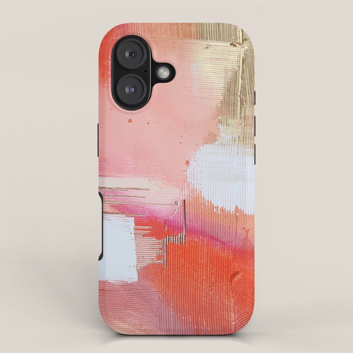 Moving Mountains: a minimal, abstract piece in reds and gold by Alyssa Hamilton Art iPhone Case Gallery Image 1