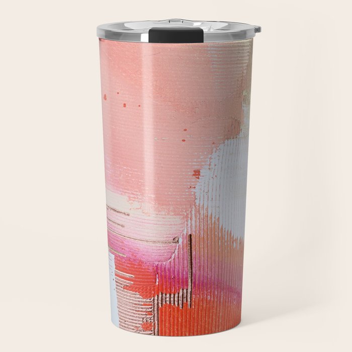 Moving Mountains: a minimal, abstract piece in reds and gold by Alyssa Hamilton Art Travel Mug Gallery Image 1