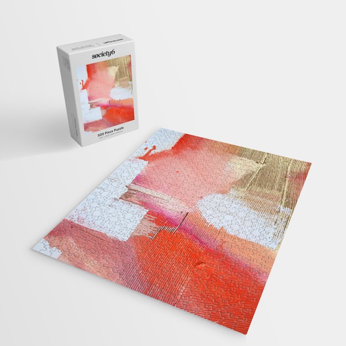Moving Mountains: a minimal, abstract piece in reds and gold by Alyssa Hamilton Art Jigsaw Puzzle Gallery Image 2