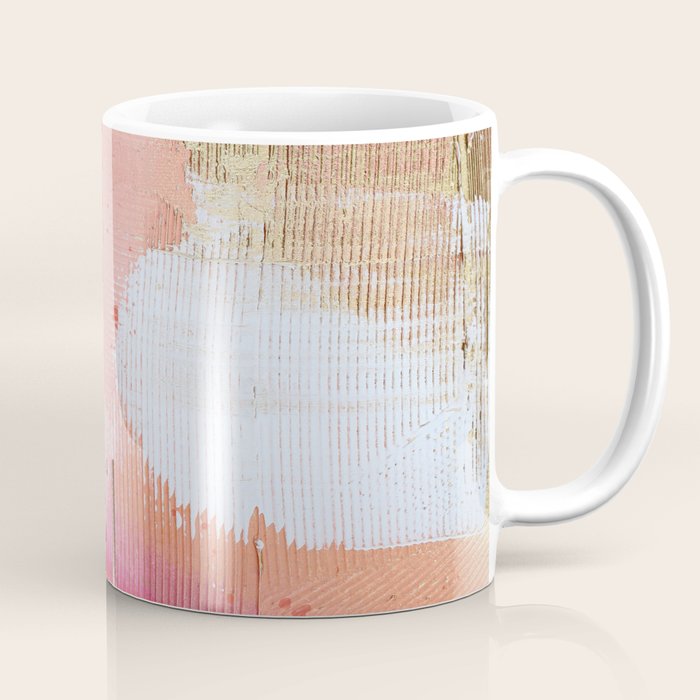 Moving Mountains: a minimal, abstract piece in reds and gold by Alyssa Hamilton Art Coffee Mug Gallery Image 1