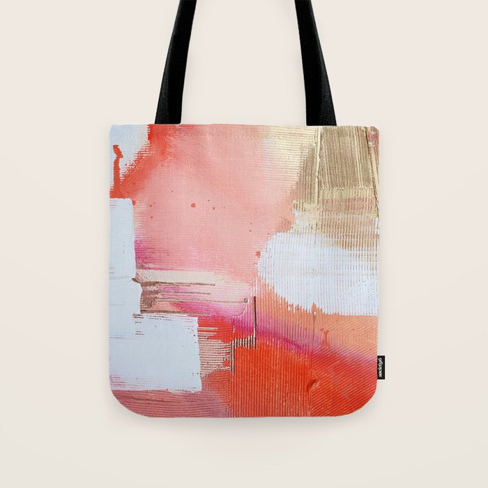Moving Mountains: a minimal, abstract piece in reds and gold by Alyssa Hamilton Art Tote Bag Gallery Image 1