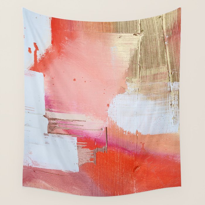 Moving Mountains: a minimal, abstract piece in reds and gold by Alyssa Hamilton Art Wall Tapestry Gallery Image 4