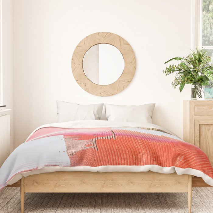 Moving Mountains: a minimal, abstract piece in reds and gold by Alyssa Hamilton Art Duvet Cover Gallery Image 3